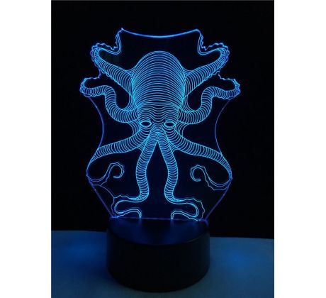 Beling 3D lampa, Chobotnica, 7 farebná S399