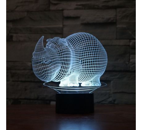 Beling 3D lampa, Nosorožec, 7 farebná S397
