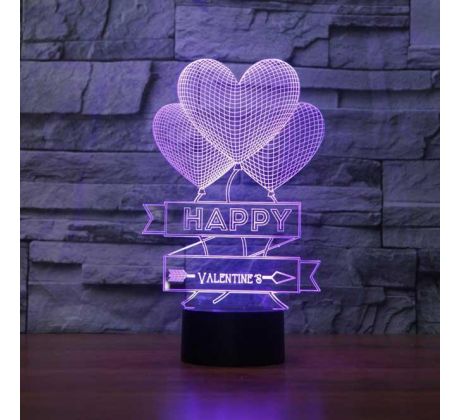 Beling 3D lampa, Šťastný Valentín, 7 farebná S365