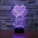 Beling 3D lampa, Šťastný Valentín, 7 farebná S365