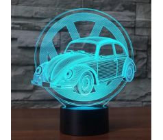 Beling 3D lampa, VW Chrobák s logom, 7 farebná S311