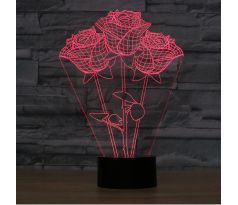 Beling 3D lampa, Kytica ruží, 7 farebná S307