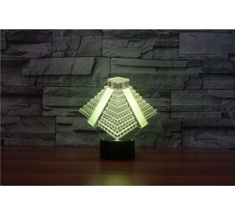 Beling 3D lampa, Aztécka pyramída, 7 farebná S300