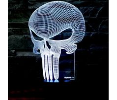 Beling 3D lampa, Punisher-lebka, 7 farebná S299