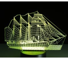 Beling 3D lampa, Loď-plachetnica, 7 farebná S280
