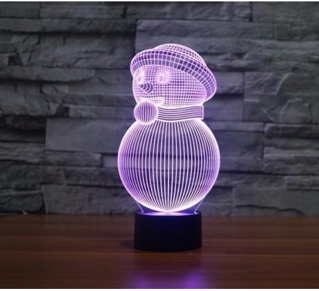 Beling 3D lampa, Snehuliak model 2, 7 farebná S247
