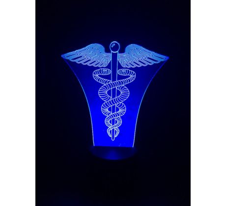 Beling 3D lampa,  Caduceus medical symbol, 7 farebná S166 