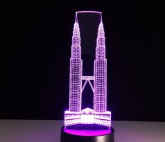 Beling 3D lampa, Petronas tower-výškové budovy, 7 farebná S148