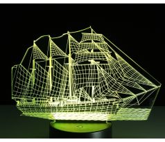 Beling 3D lampa, Loď-plachetnica, 7 farebná S147