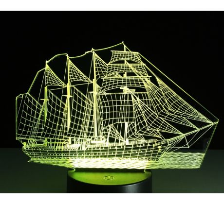 Beling 3D lampa, Loď-plachetnica, 7 farebná S147 