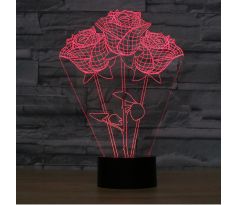 Beling 3D lampa, Kytica ruží, 7 farebná S117