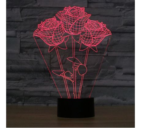 Beling 3D lampa, Kytica ruží, 7 farebná S117 
