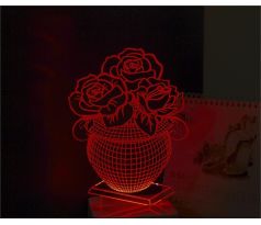 Beling 3D lampa, Ruže, 7 farebná S60 