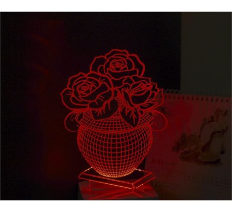 Beling 3D lampa, Ruže, 7 farebná S60 