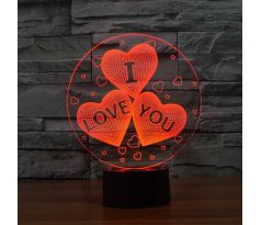 Beling 3D lampa, Milujem Ťa, 7 farebná S57