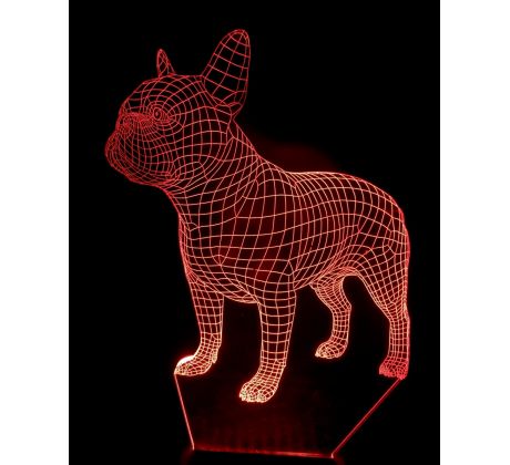 Beling 3D lampa, Francúzsky bull dog, 7 farebná S22
