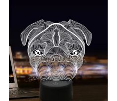 Beling 3D lampa, Pug Dog, 7 farebná S413