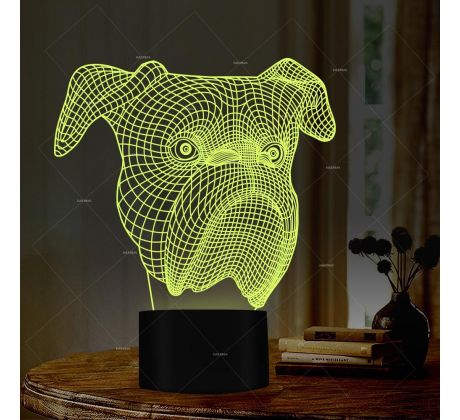 Beling 3D lampa, Anglický bull dog hlava , 7 farebná S4ASC13