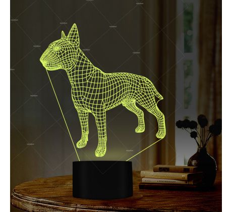 Beling 3D lampa, bull terrier, 7 farebná S421S25