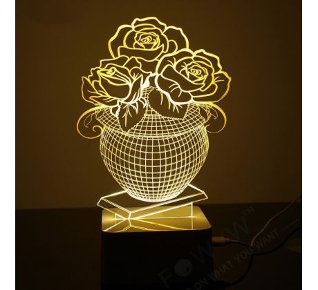 Beling 3D lampa, Ruže, 7 farebná S364