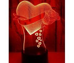 Beling 3D lampa, Ruža zo srdcom, 7 farebná S30KW7