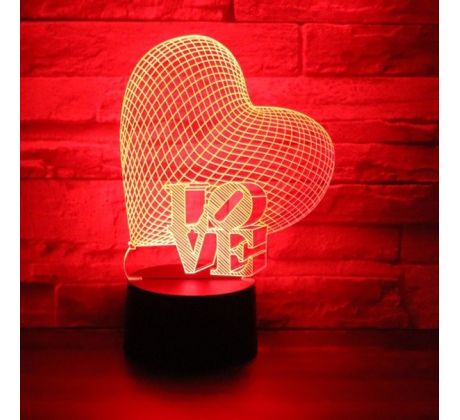 Beling 3D lampa, Love srdce, 7 farebná S30KW754