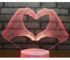 Beling 3D lampa, Srdce s rúk, 7 farebná S30KW7