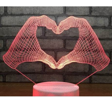 Beling 3D lampa, Srdce s rúk, 7 farebná S30KW7
