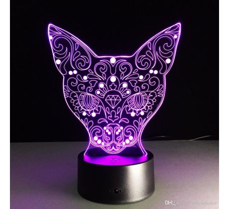 Beling 3D lampa, hlava mačky, 7 farebná 2154S