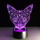 Beling 3D lampa, hlava mačky, 7 farebná 2154S