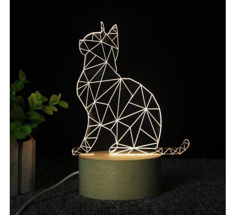 Beling 3D lampa, sediaca mačka, 7 farebná S4Q65