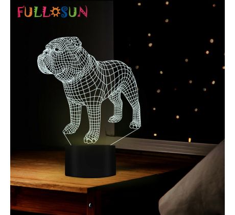 Beling 3D lampa, Anglicky bull dog, 7 farebná S4SA25