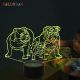 Beling 3D lampa,Pitbull rodina, 7 farebná LEQ6352