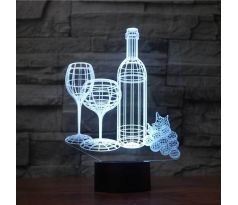 Beling 3D lampa,Vínové poháre, 7 farebná B5ADD