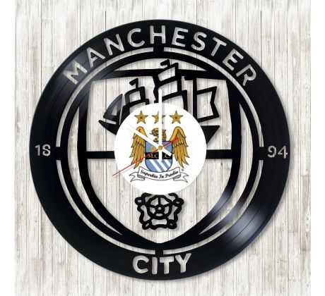 Beling vinylové hodiny Manchester city čierne, GC2WD