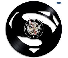 Beling vinylové hodiny Super Man čierne, 6639A36Q