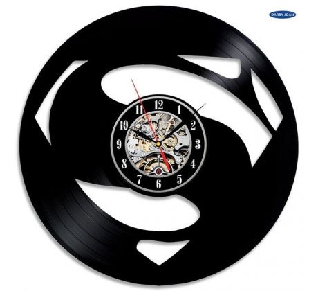 Beling vinylové hodiny Super Man čierne, 6639A36Q