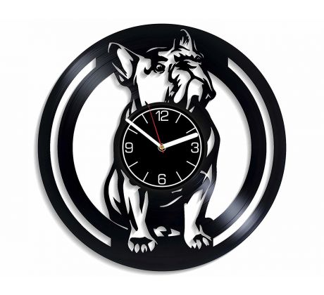 Beling vinylové hodiny Farancúzky bull dog  čierne, GLX52Q9