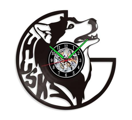 Beling vinylové hodiny Husky 2 čierne, GLX52Q45