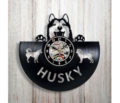 Beling vinylové hodiny Husky čierne, GLX52Q6