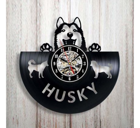 Beling vinylové hodiny Husky čierne, GLX52Q6