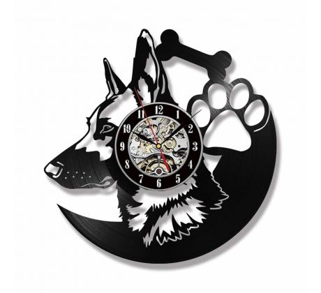 Beling vinylové hodiny Nemecký ovčiak 2 čierne, GLX52Q557