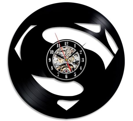 Beling vinylové hodiny Superman čierne, GLX52Q5BN557