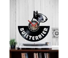 Beling nástenne vinylové hodiny Bull terier čierne, GLX52Q5
