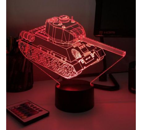 Beling 3D lampa, T-34 Sovietský Tank, 7 farebná 1PDSXELKJR
