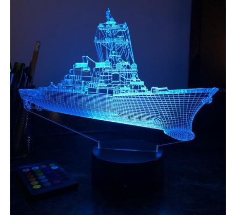 Beling 3D lampa,Bojová loď USN Guided Missile Destroyer, 7 farebná 5L