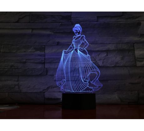 Beling 3D lampa,Cinderella, 7 Farebná RLSQWS