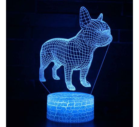 Beling 3D lampa, Francuzky bull dog, 7 farebná S42QASA