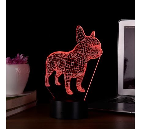 Beling 3D lampa, Francúzsky bull dog, 7 farebná S402