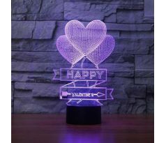 Beling 3D lampa, Šťastný Valentín, 7 farebná S59